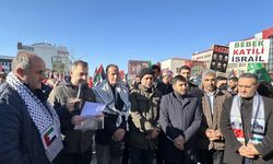 Vanlılar yaptıkları yürüyüşle İsrail'in Gazze'ye yönelik saldırılarını protesto etti
