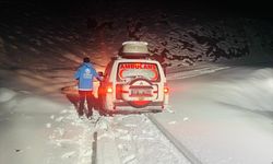 Hakkari'de yolu kardan kapanan köydeki hasta kadının yardımına ekipler yetişti